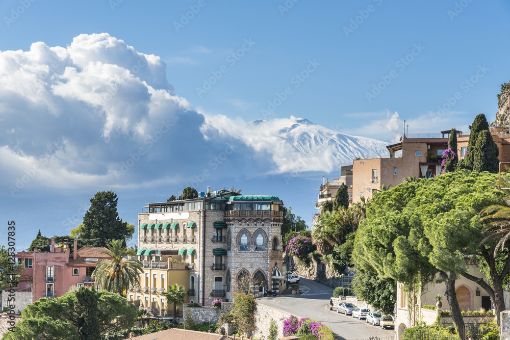 Taormina city. Mount Etna. Sicily, Italy.