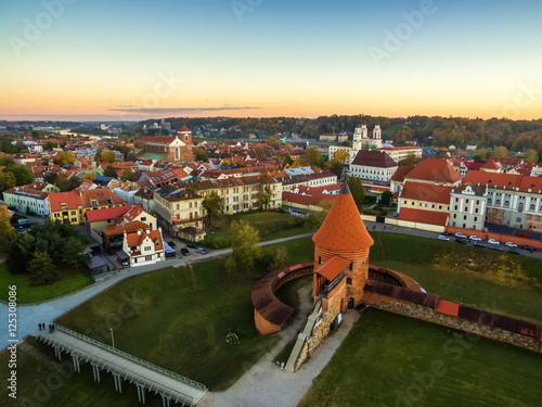 Kaunas, Lithuania: aerial top view of old town and castle photo