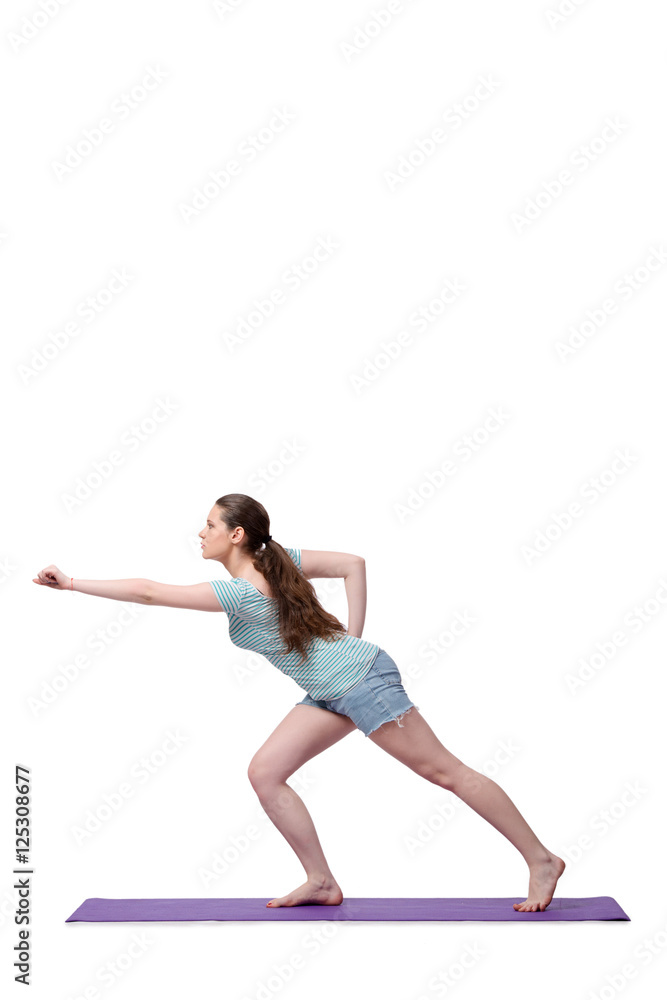 Young woman in sports concept isolated on the white Young woman in sports concept isolated on the white