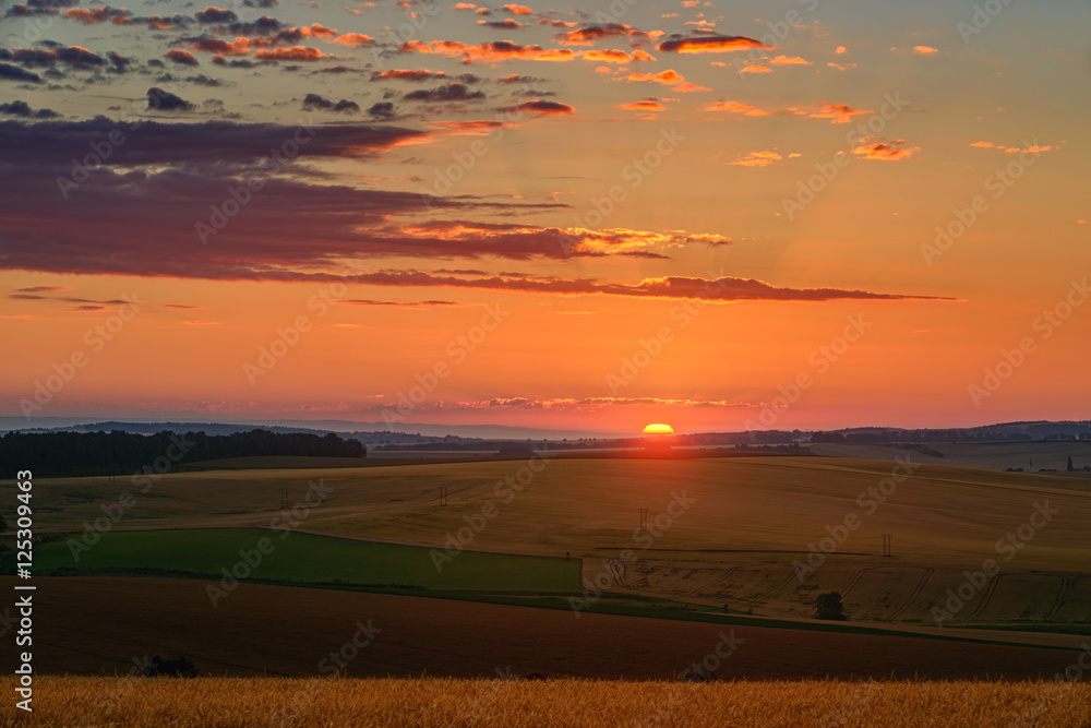 sunset over a field