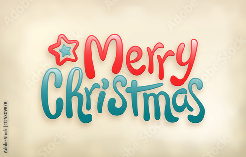 Merry Christmas lettering calligraphy, glossy look, vector illustration