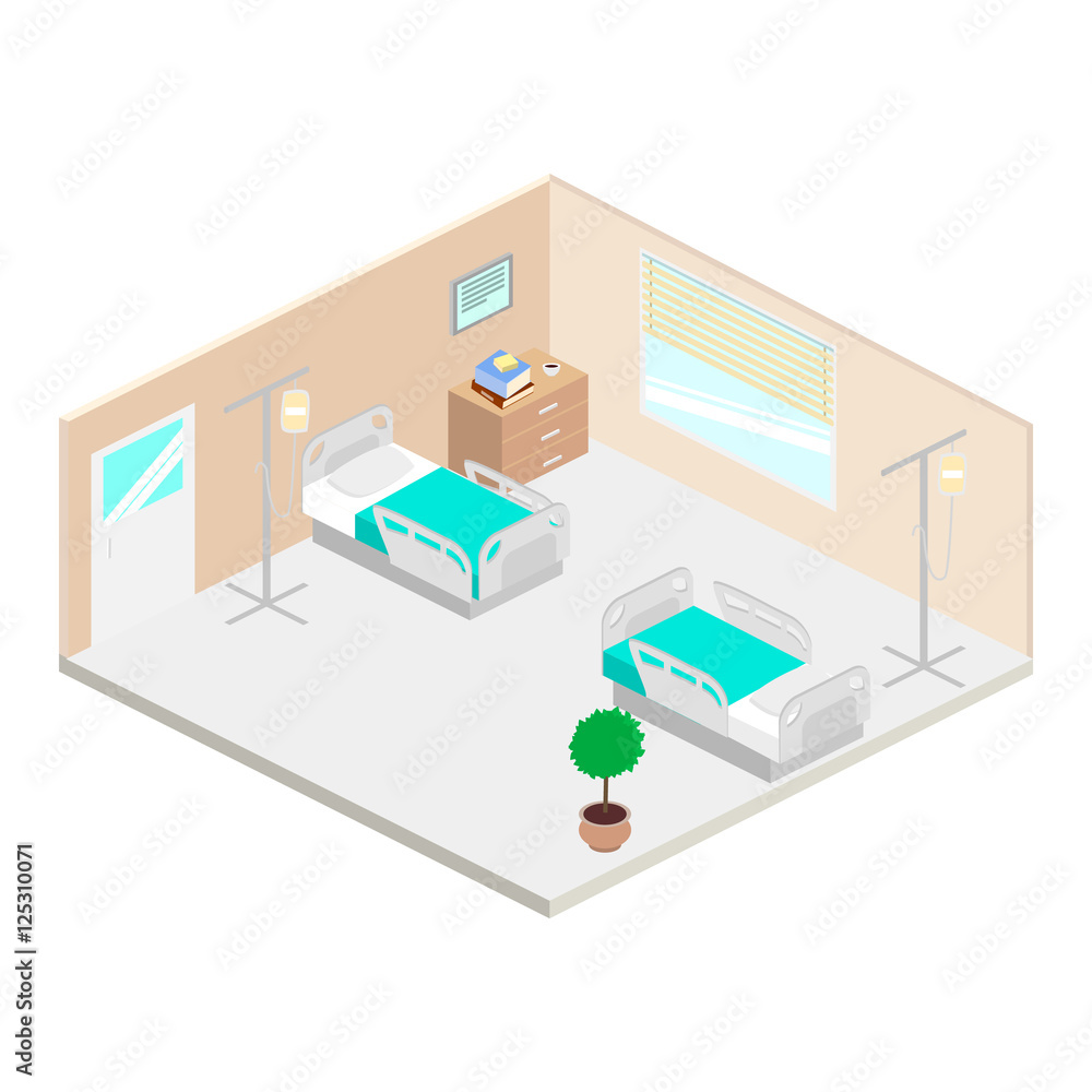 Hospital ward isometric vector Hospital ward isometric vector