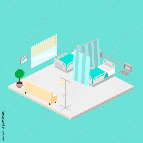 Hospital ward isometric vector