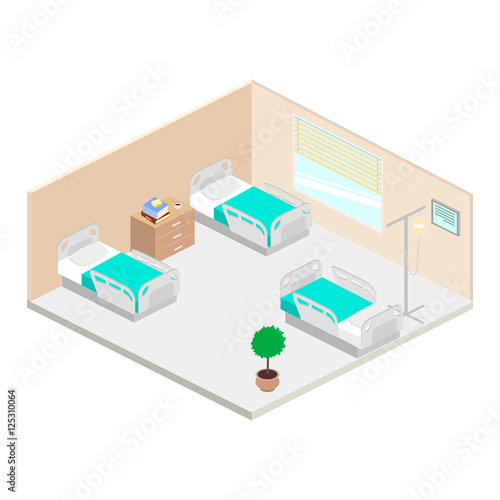Hospital ward isometric vector