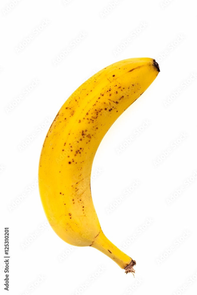 One Ripe Banana Isolated on White Background One Ripe Banana Isolated on White Background