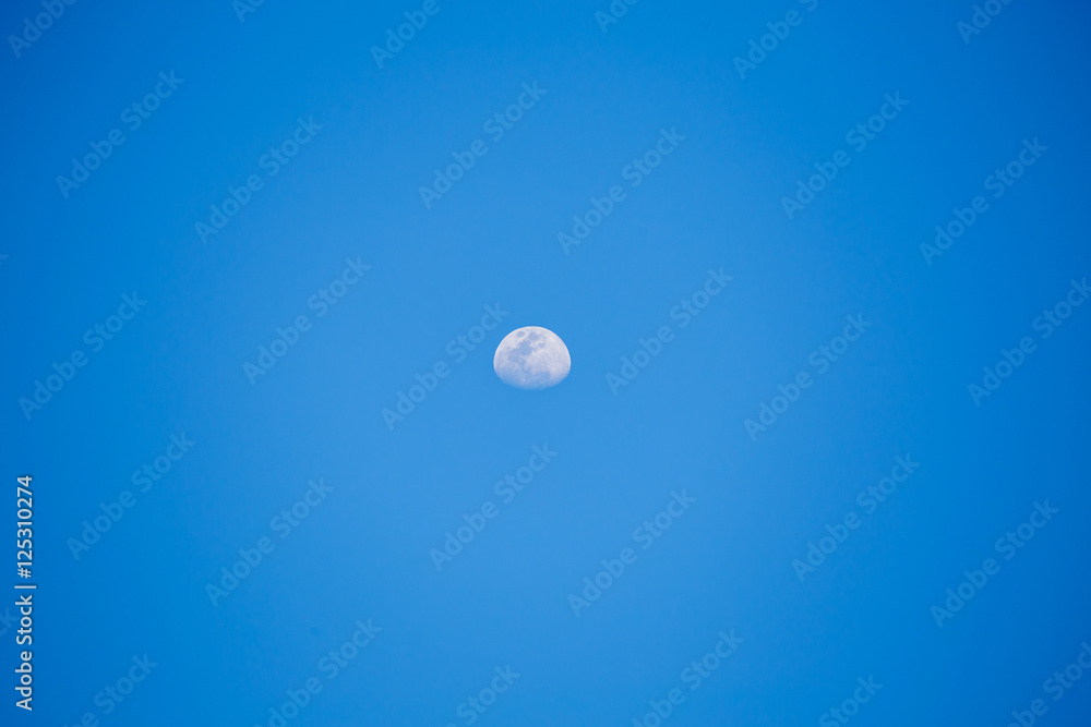 Half moon on blue sky