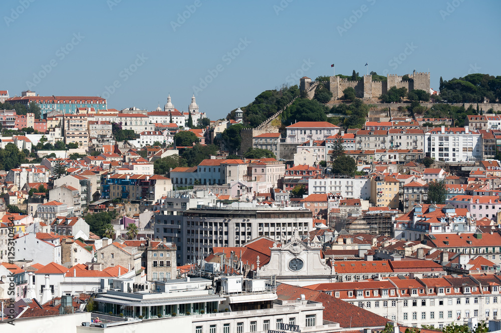 View of Lisbon with São Jorge Castle in Portugal
