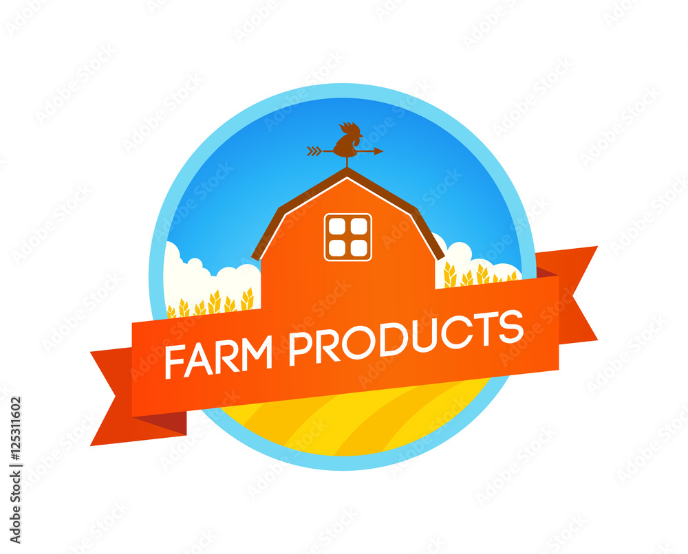 Emblem with Farm Field and House