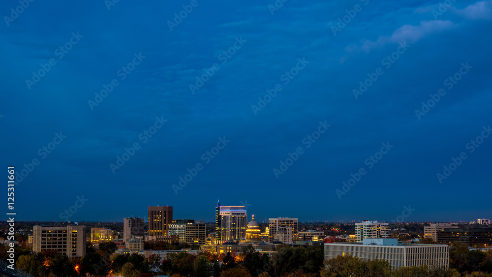 City lights of Boise Idaho skyline at night City lights of Boise Idaho skyline at night