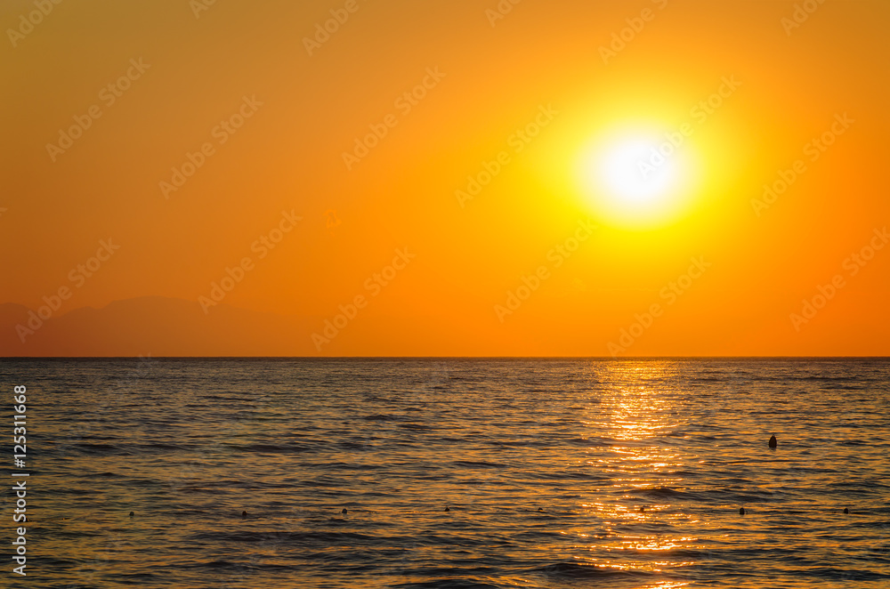 Beautiful orange sunset over the sea