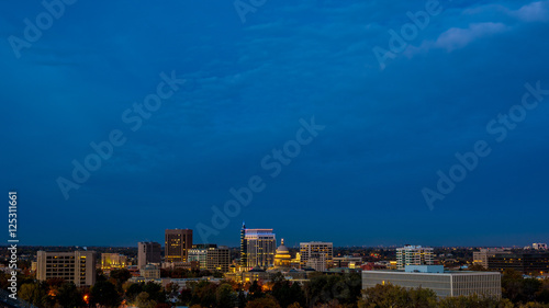 City lights of Boise Idaho skyline at night