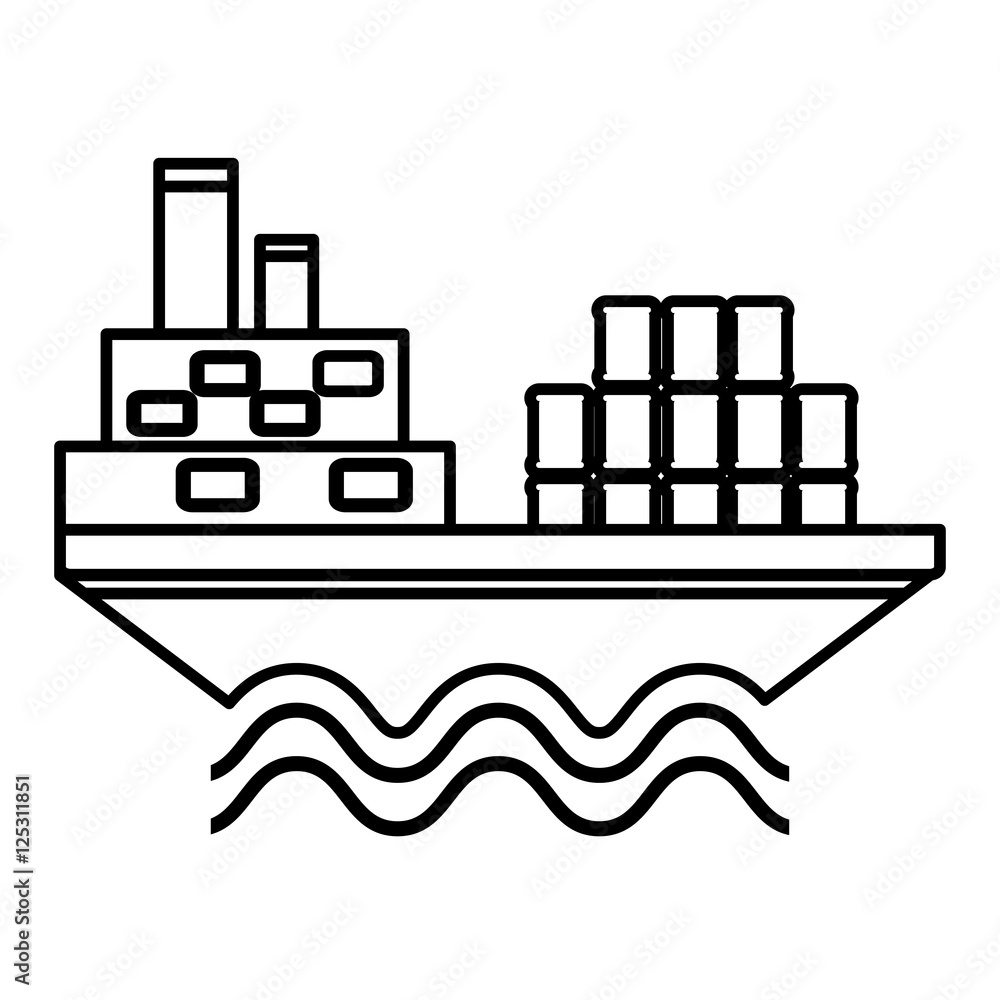 ship boat with barrels oil icon vector illustration design ship boat with barrels oil icon vector illustration design