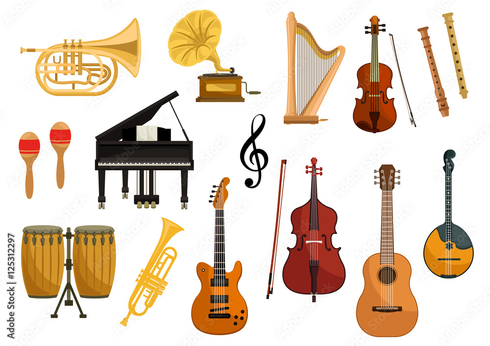 Naklejka premium Vector icons of musical instruments