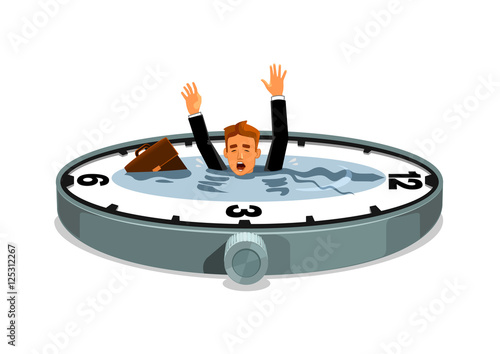 Businessman drowning in time