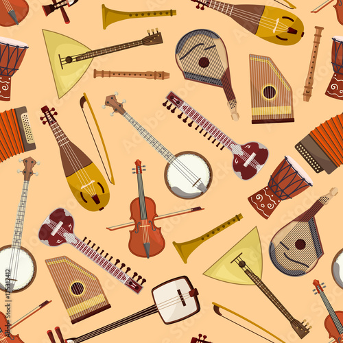 Vector musical pattern with musical instruments