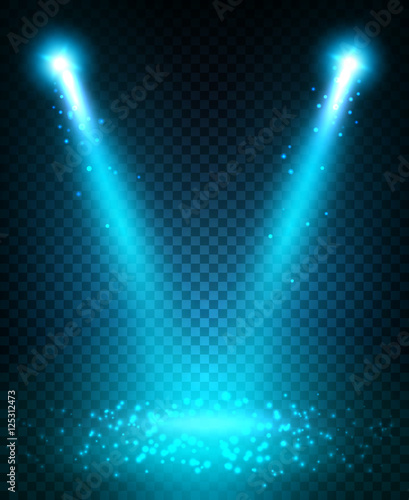 Spot light beams projection on floor