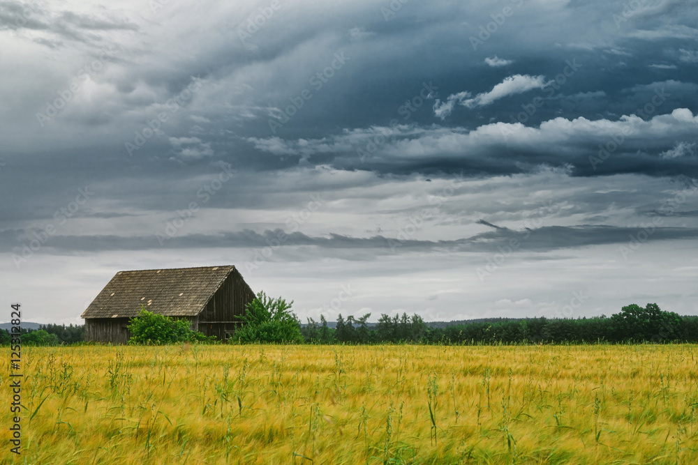 Dramatic landscape with heavy clouds Dramatic landscape with heavy clouds