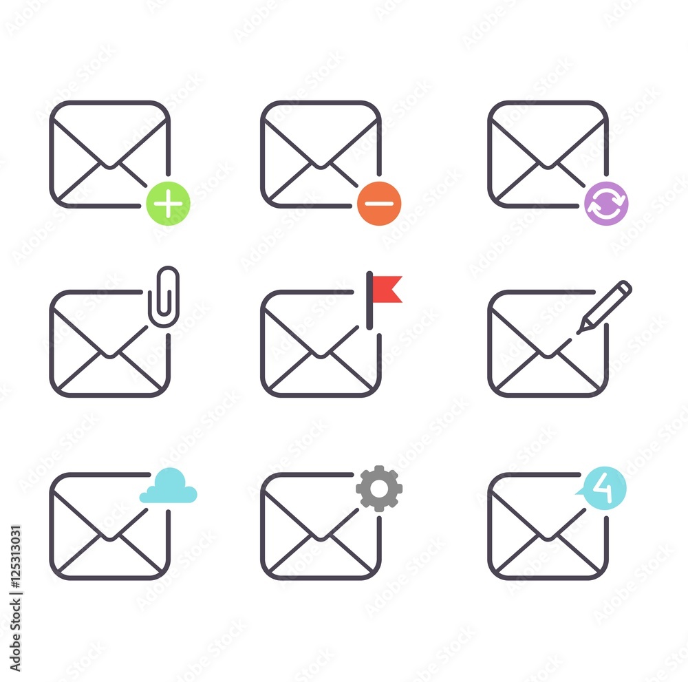 Mail icons vector set. Mail icons vector set.
