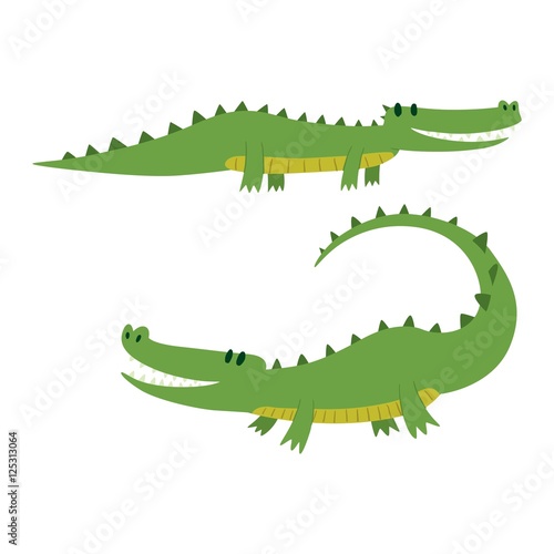 Cute crocodile character vector