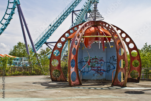 Abandoned Six Flags New Orleans - destroyed by Hurricane Katrina in 2005 photo