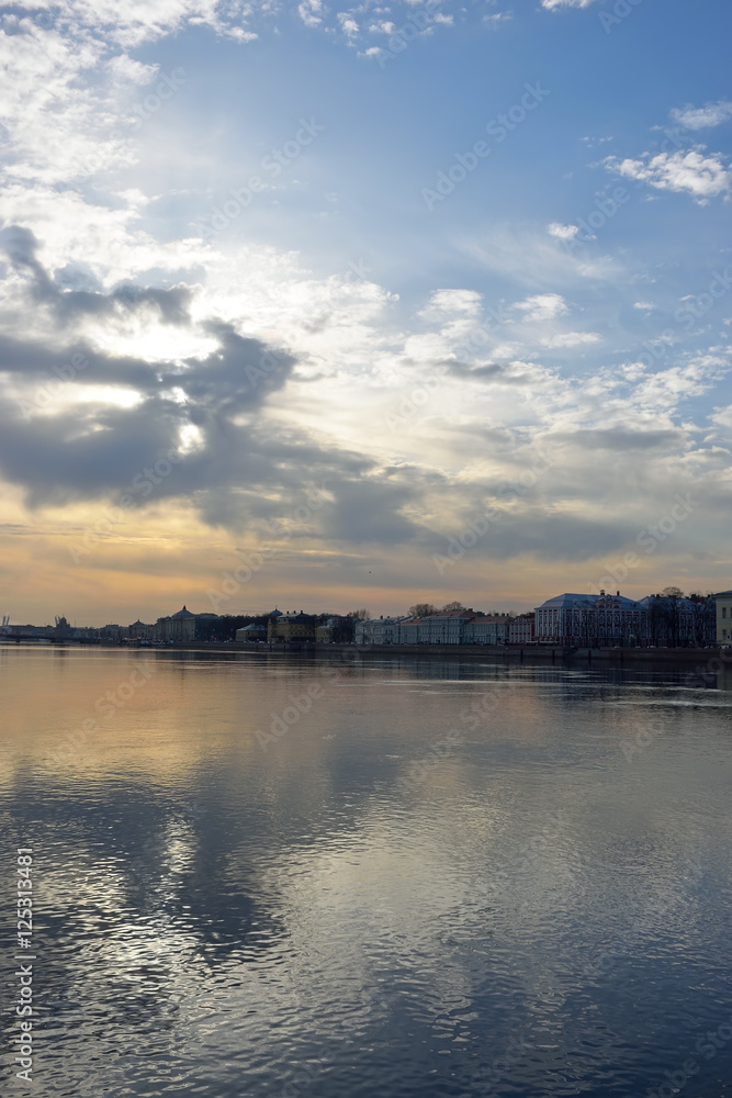 Sunset on the Neva river