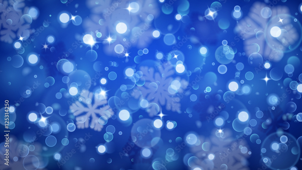 Christmas background of fuzzy and blurred snowflakes