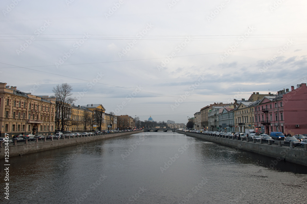 View of Obukhovsky bridge and the river Fontanka View of Obukhovsky bridge and the river Fontanka