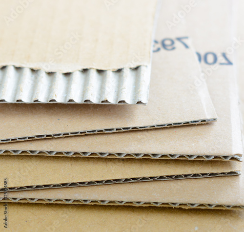 Cardboard corrugated sheets close up view photo