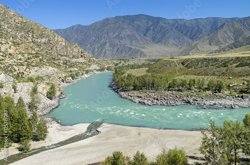 The inflow of Katun river. Altai Mountains, Russia. photo