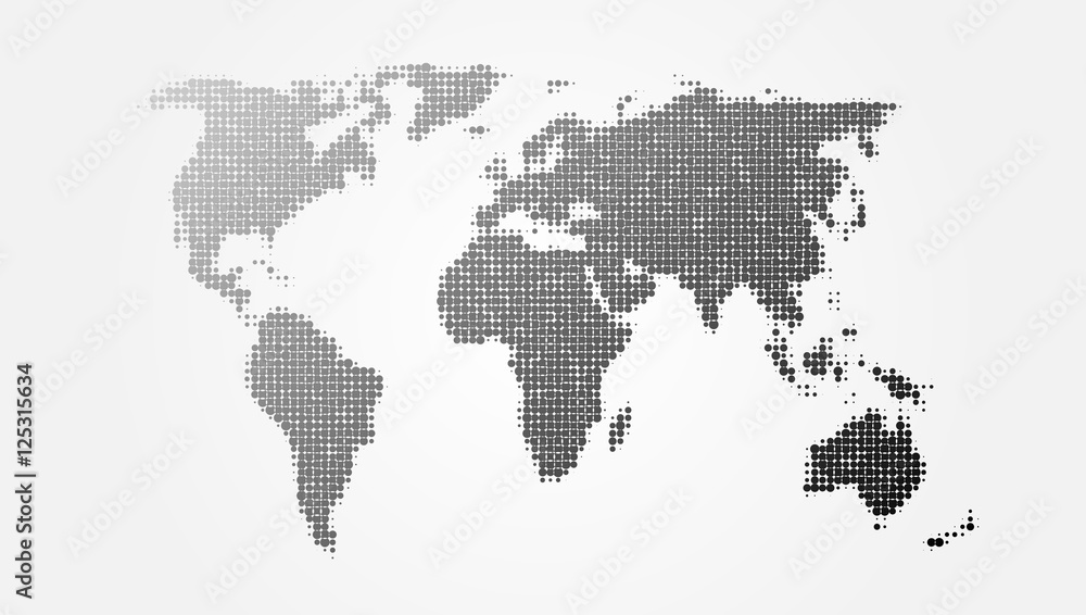 Obraz Dotted Abstract World Map With Shadow Template