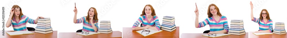 Young student with books isolated on white Young student with books isolated on white