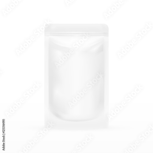 White Blank Pouch With Zipper. Pack For Sauce, Mayonnaise Or Ketchup