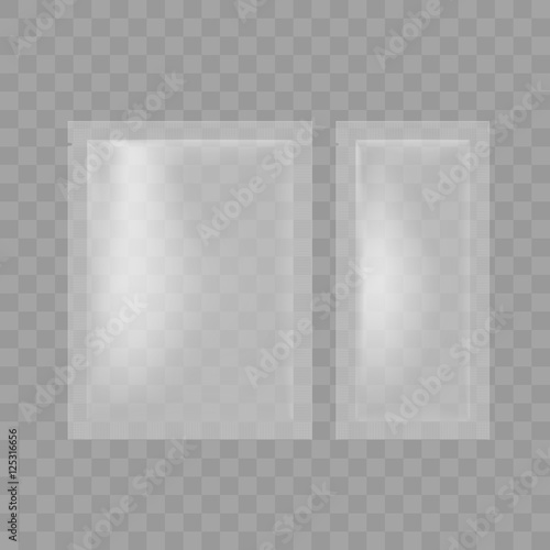 Transparent Blank Foil Pouch Packaging For Salt, Sugar, Sachet. EPS10 Vector