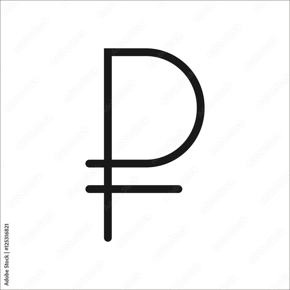 Ruble symbol line icon on background Ruble symbol line icon on background