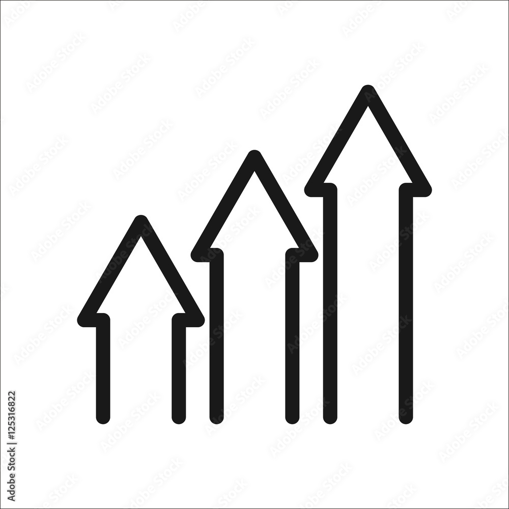 Increase arrows graphic symbol line icon on background Increase arrows graphic symbol line icon on background