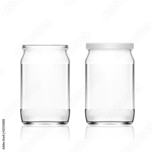 Realistic Empty Glass Jar Isolated On White Background