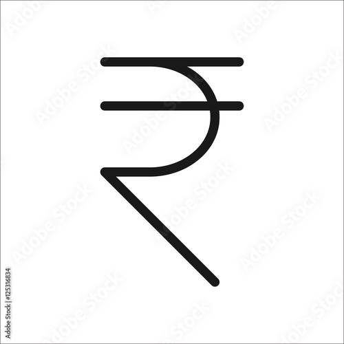 The Indian rupee symbol line icon on background