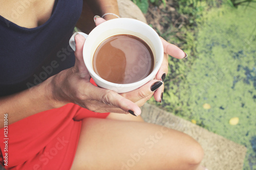 Woman drinking coffee