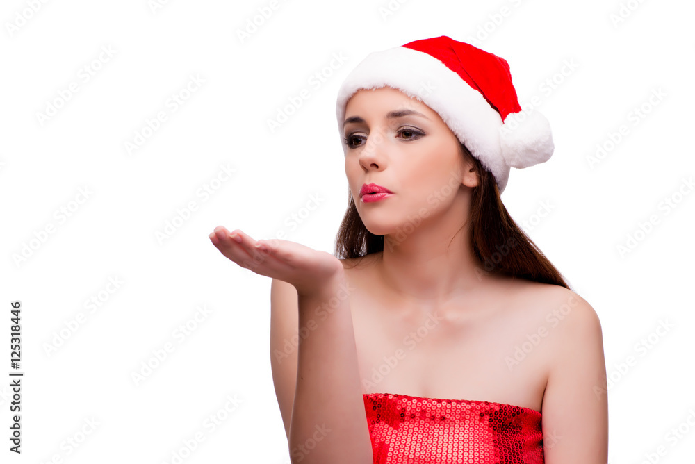 Young woman in snow girl costume in christmas concept Young woman in snow girl costume in christmas concept