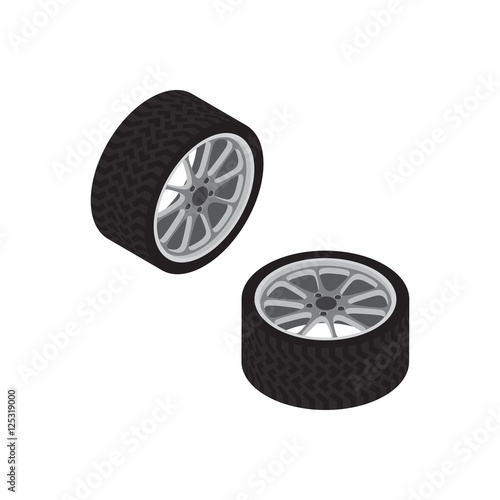 Car wheel Isolated Isometric Vector Illustration