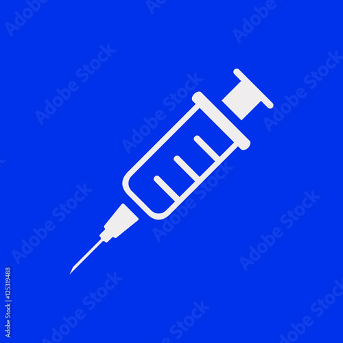 Injection syringe flat icon vector for medical apps and websites