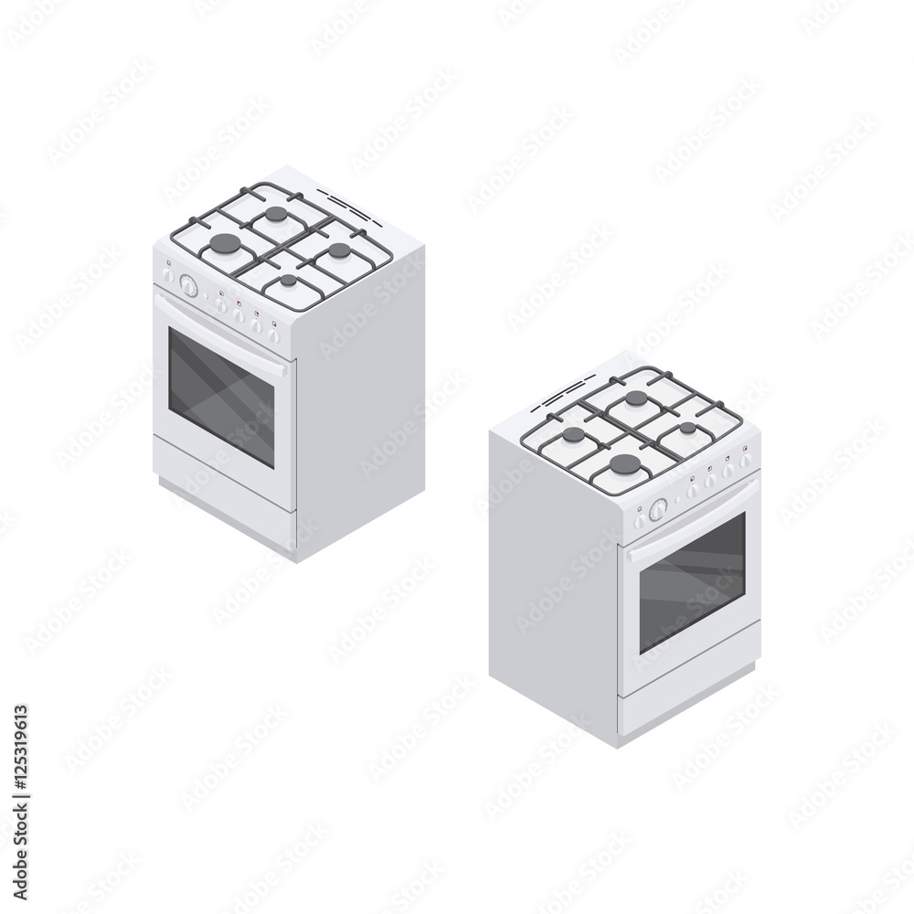 Obraz premium gas stove Isolated Isometric Vector Illustration