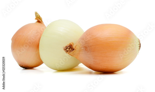 Fresh white onions or shallots isolated on white background