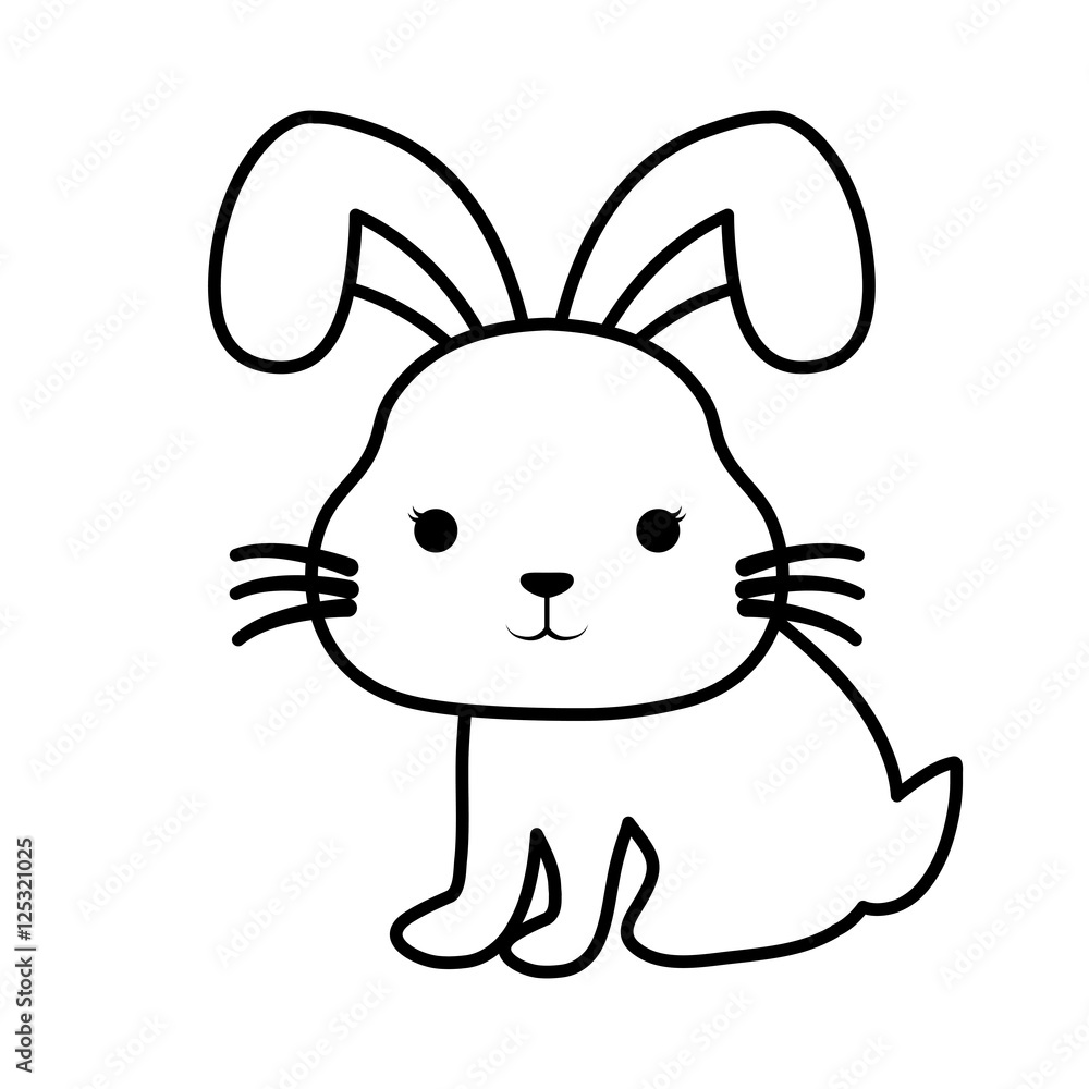 Obraz premium cute rabbit kawaii style vector illustration design