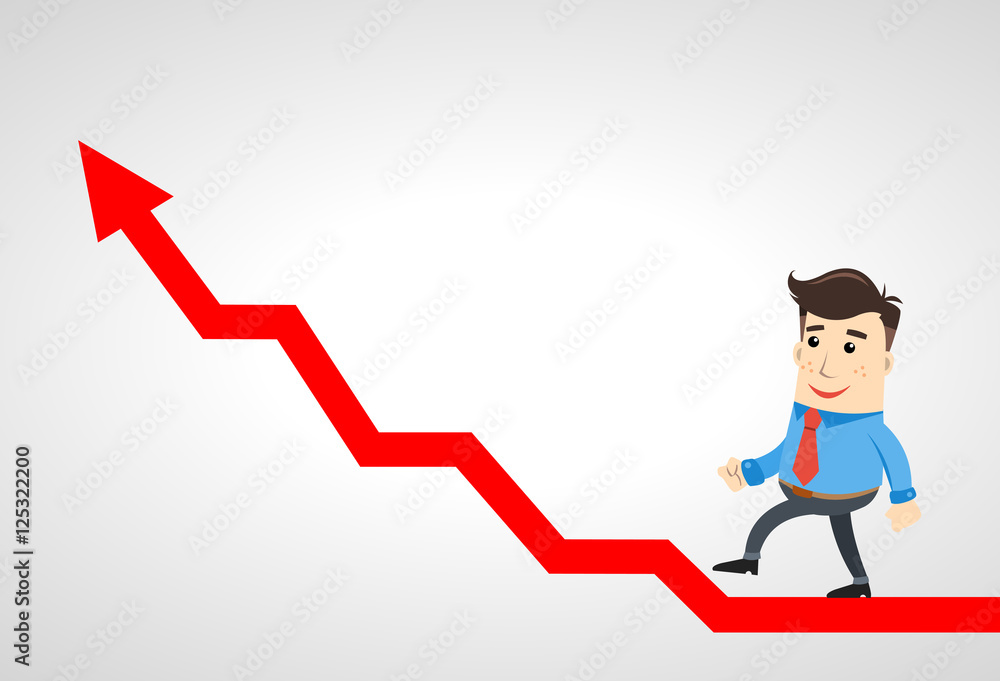 businessman climbing on red graph. businessman climbing on red graph.