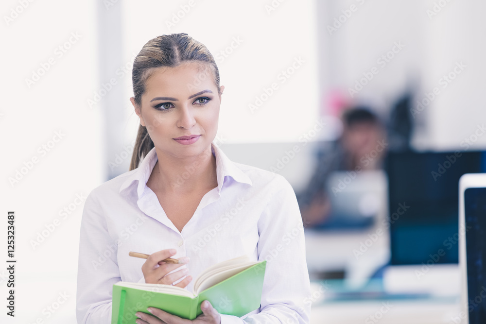 Fototapeta premium Portrait of busy secretary looking at camera