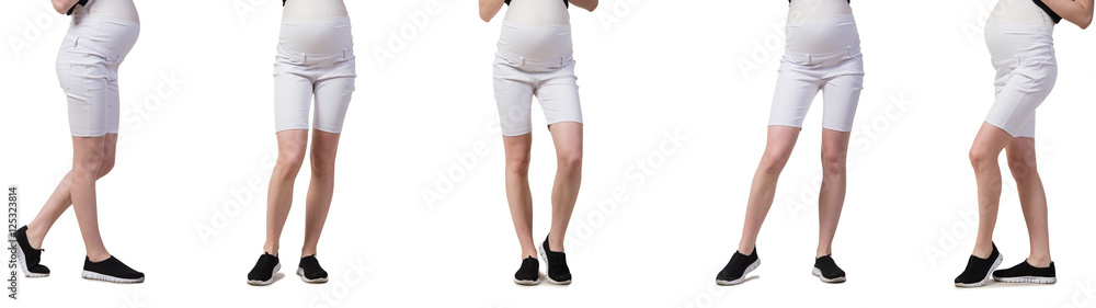 Pregnant woman in composite image isolated on white Pregnant woman in composite image isolated on white