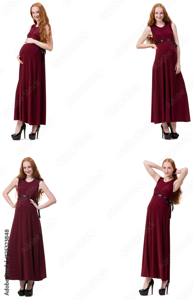 Pregnant woman in composite image isolated on white Pregnant woman in composite image isolated on white