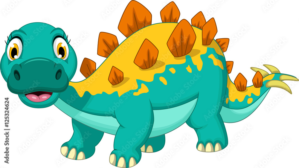 Obraz premium funny stegosaurus cartoon posing