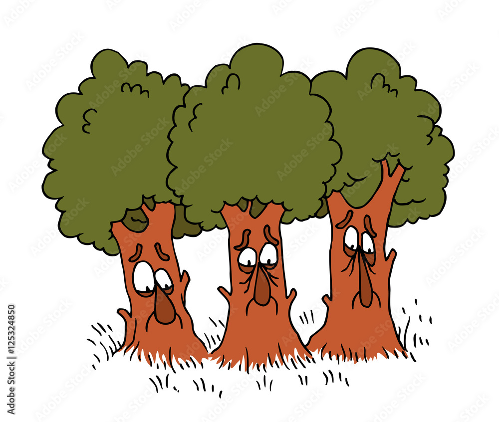 sad trees cartoon characters - deforestation awareness, ecology, forest,  environment, woods preservation, sustainability concept illustration Stock  Vector | Adobe Stock